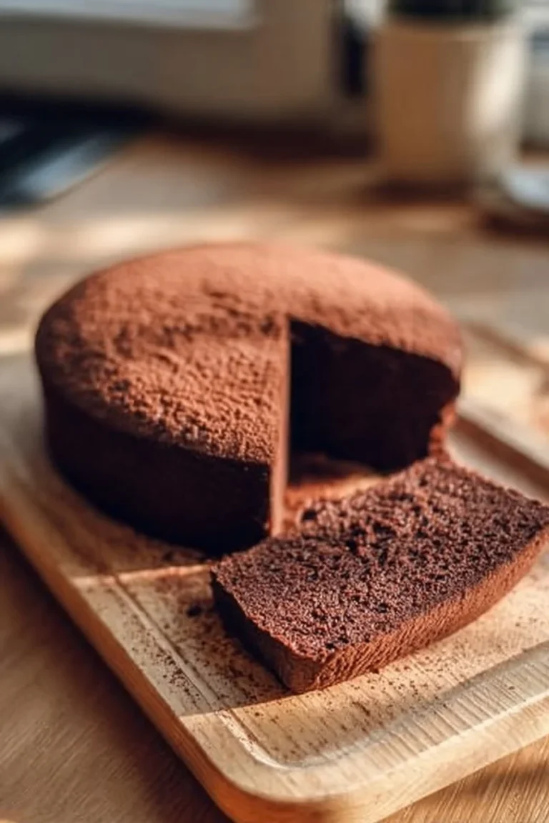 Gâteau au yaourt au chocolat sur une assiette