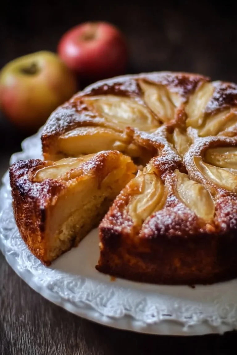 Gâteau aux pommes facile et savoureux, prêt à être dégusté.