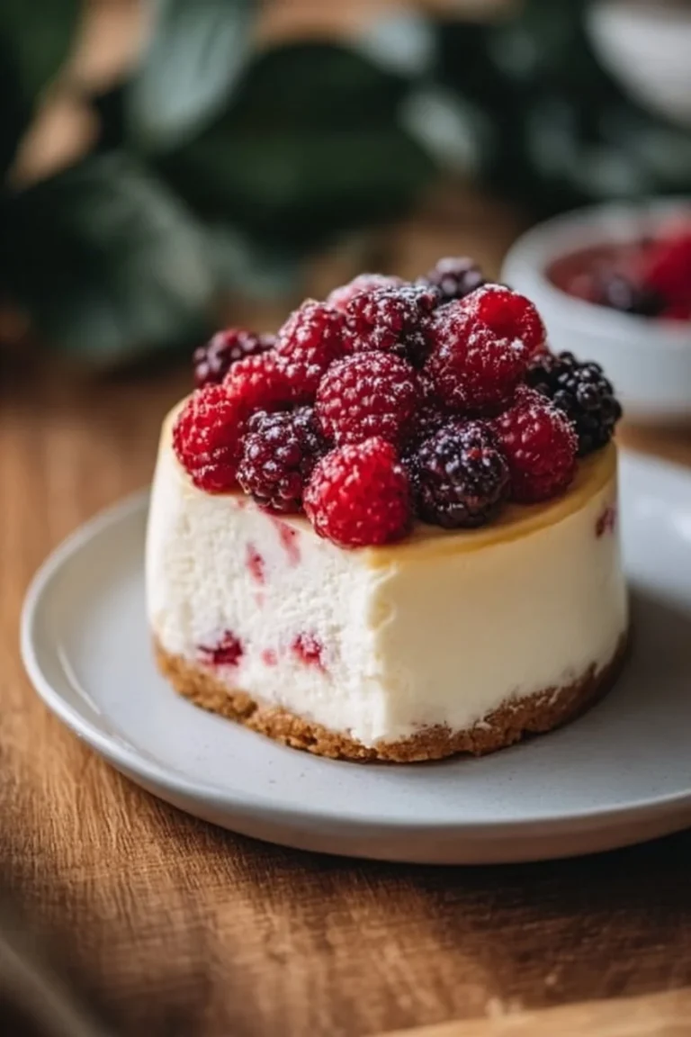 Gâteau au yaourt crémeux à 3 ingrédients sur une assiette décorée
