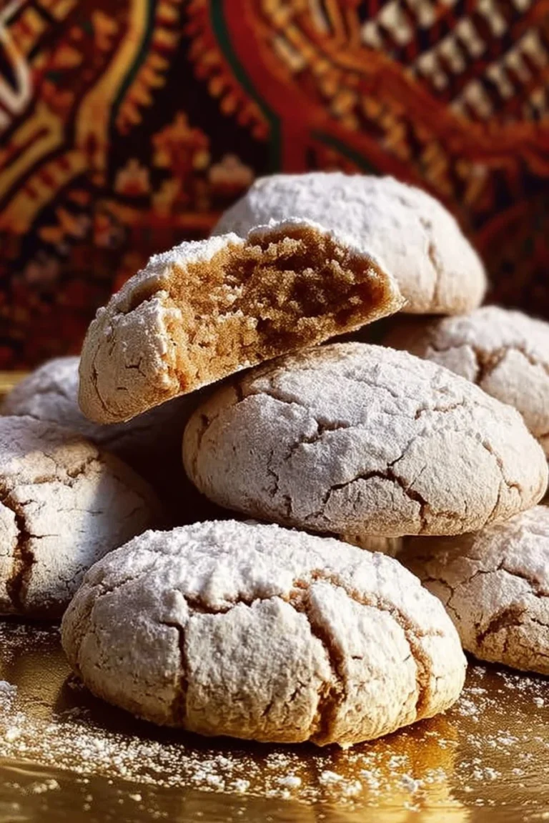 Ghribas aux sésame et farine rôtie, délicieuses douceurs marocaines en photo.