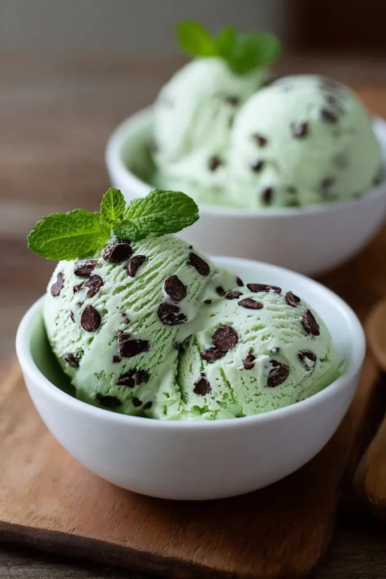 Glace menthe chocolat préparée avec du fromage cottage, dessert rafraîchissant.