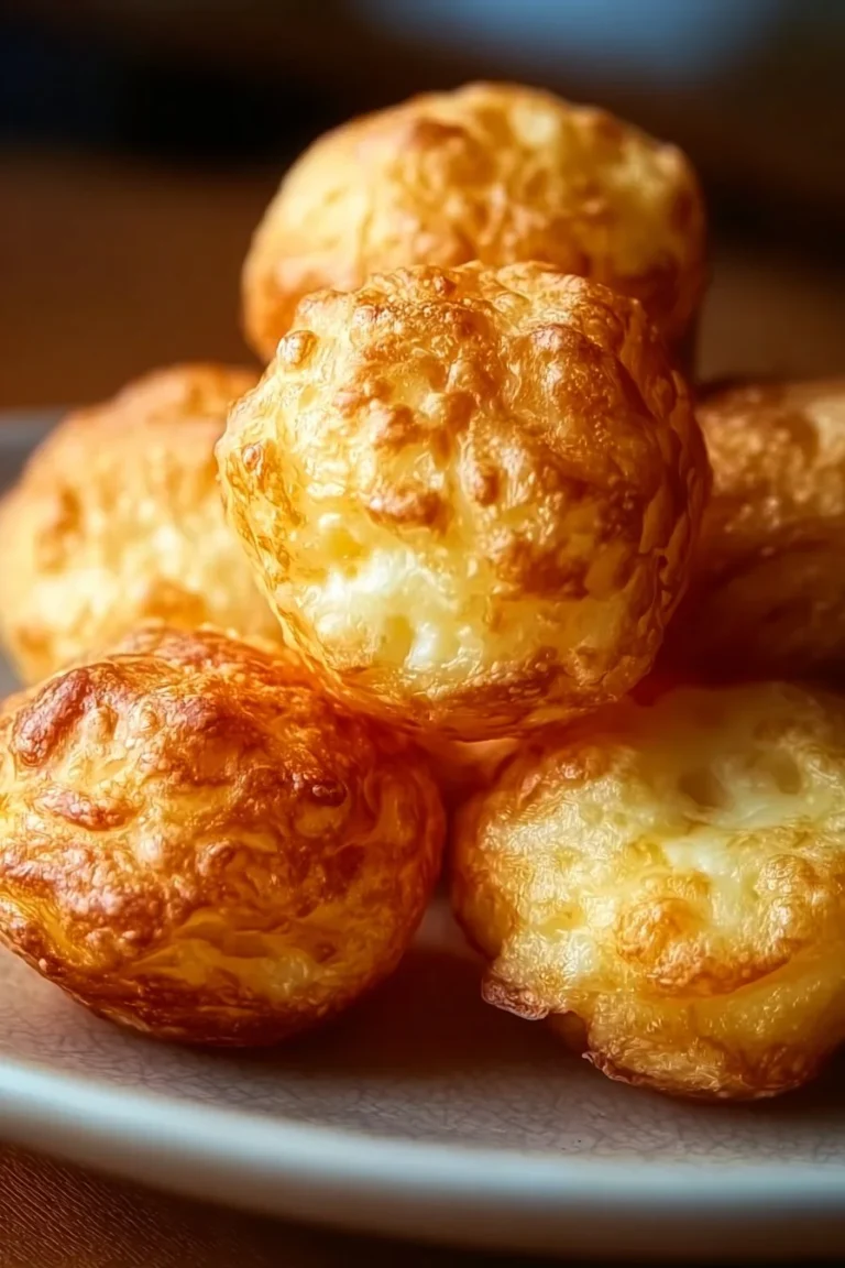 Gougères au fromage croustillantes et dorées, prêtes à être servies.
