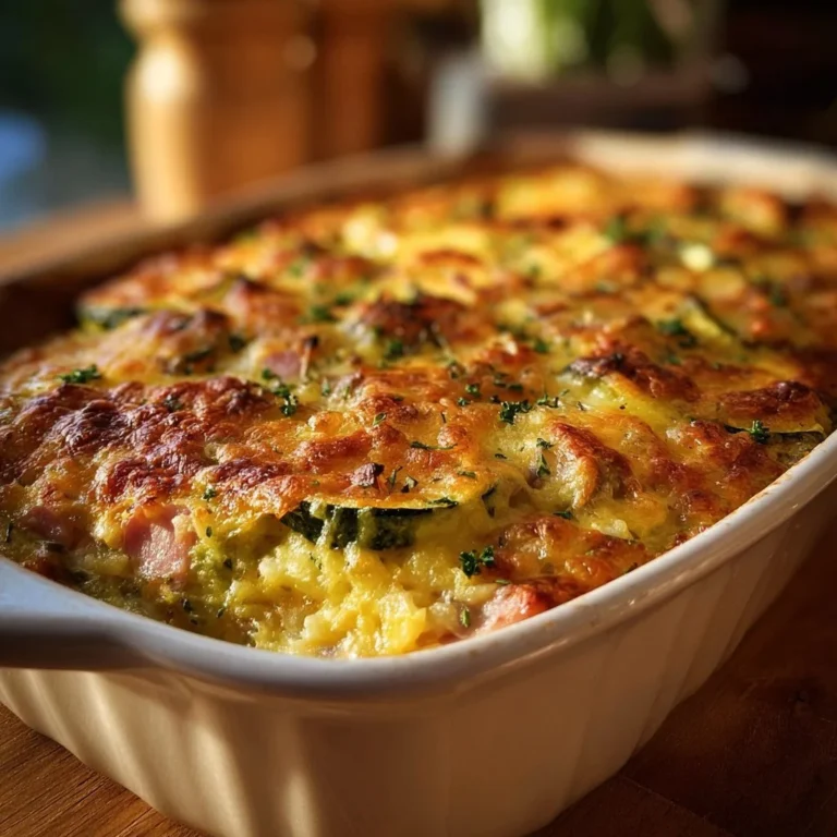 Gratin de Courgettes avec Jambon et Riz, plat appétissant et réconfortant.