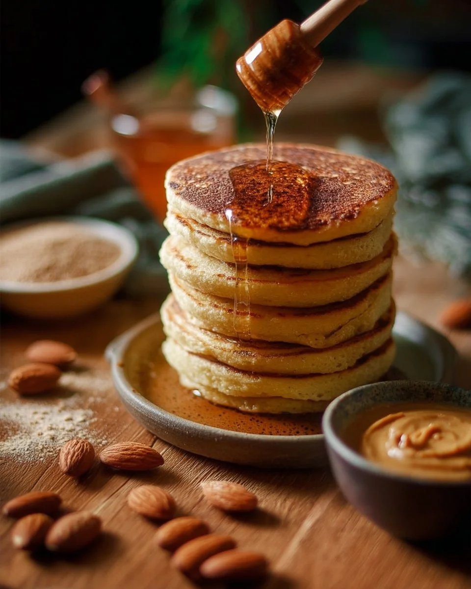 Harcha galette de semoule marocaine, texture fondante et dorée, servie avec du miel.