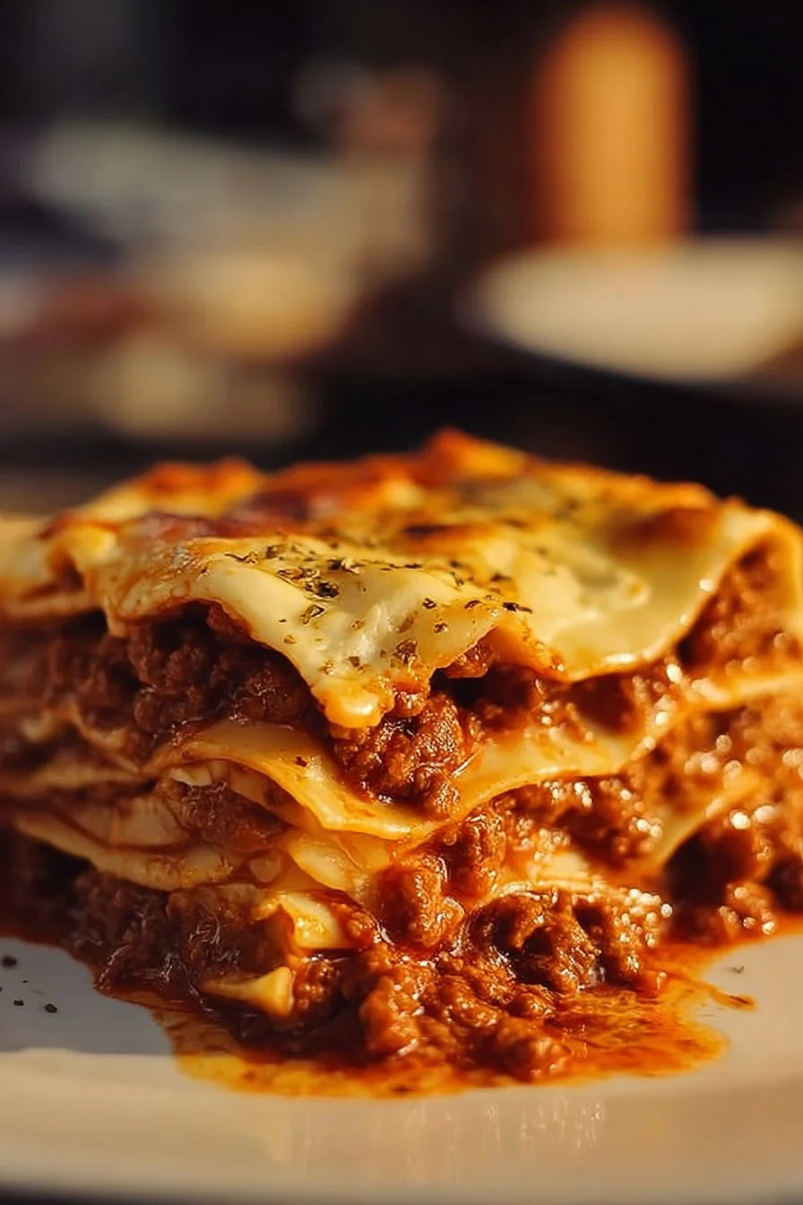 Recette de lasagnes bolognaise maison avec sauce tomate et viande hachée.