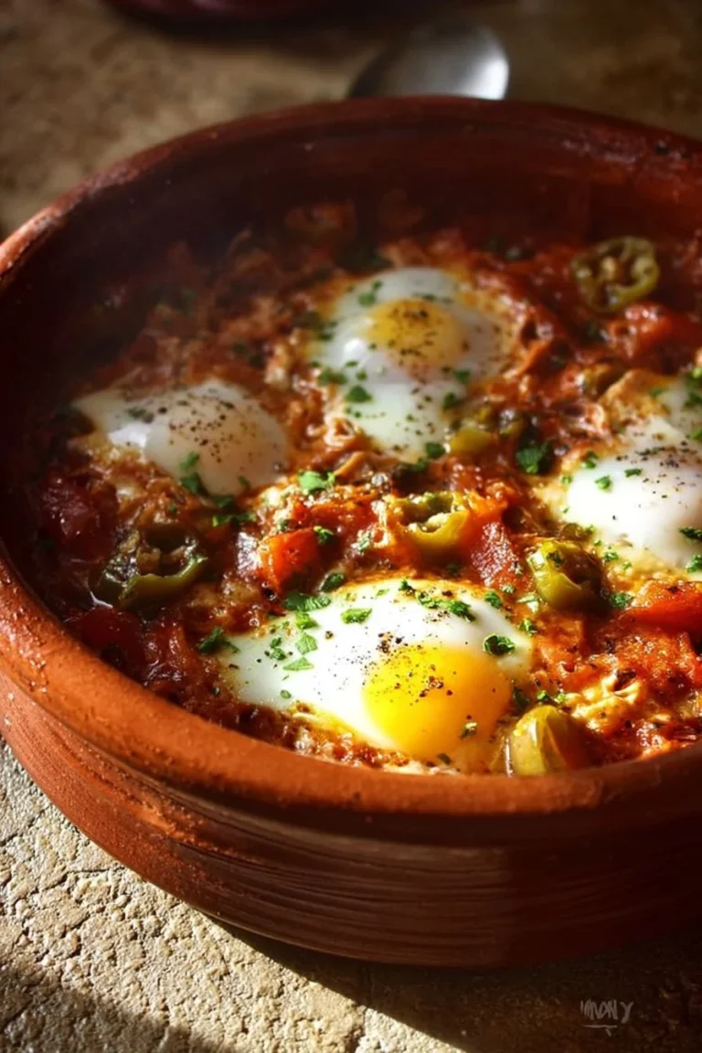 Menemen : œufs brouillés aux poivrons, tomate et oignon dans un plat traditionnel turc.