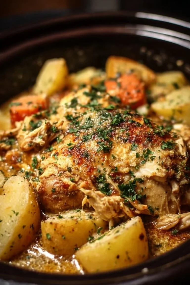 Recette de Mijoteuse Poulet Pommes de Terre Ail Parmesan délicieuse et facile à réaliser.