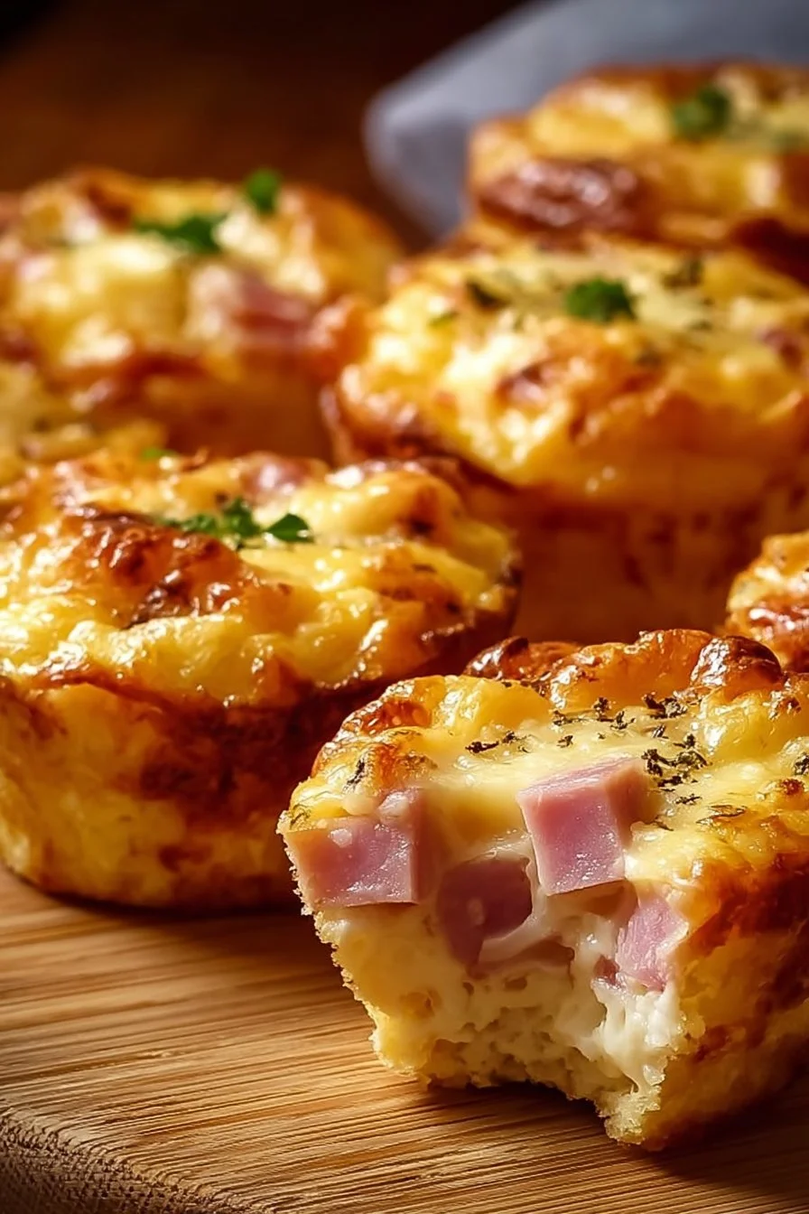Mini cakes jambon et fromage présentés sur une table de buffet