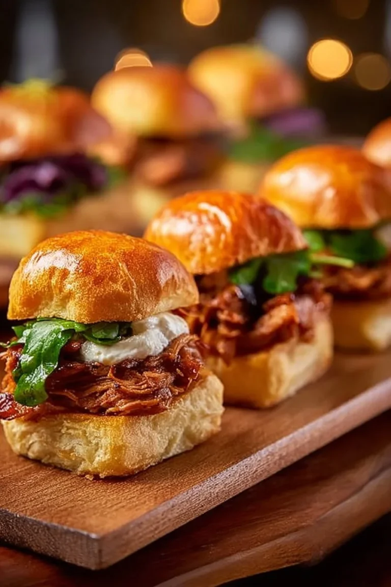 Mini sandwiches au poulet et au bœuf sur un plateau, parfaits pour les apéros.