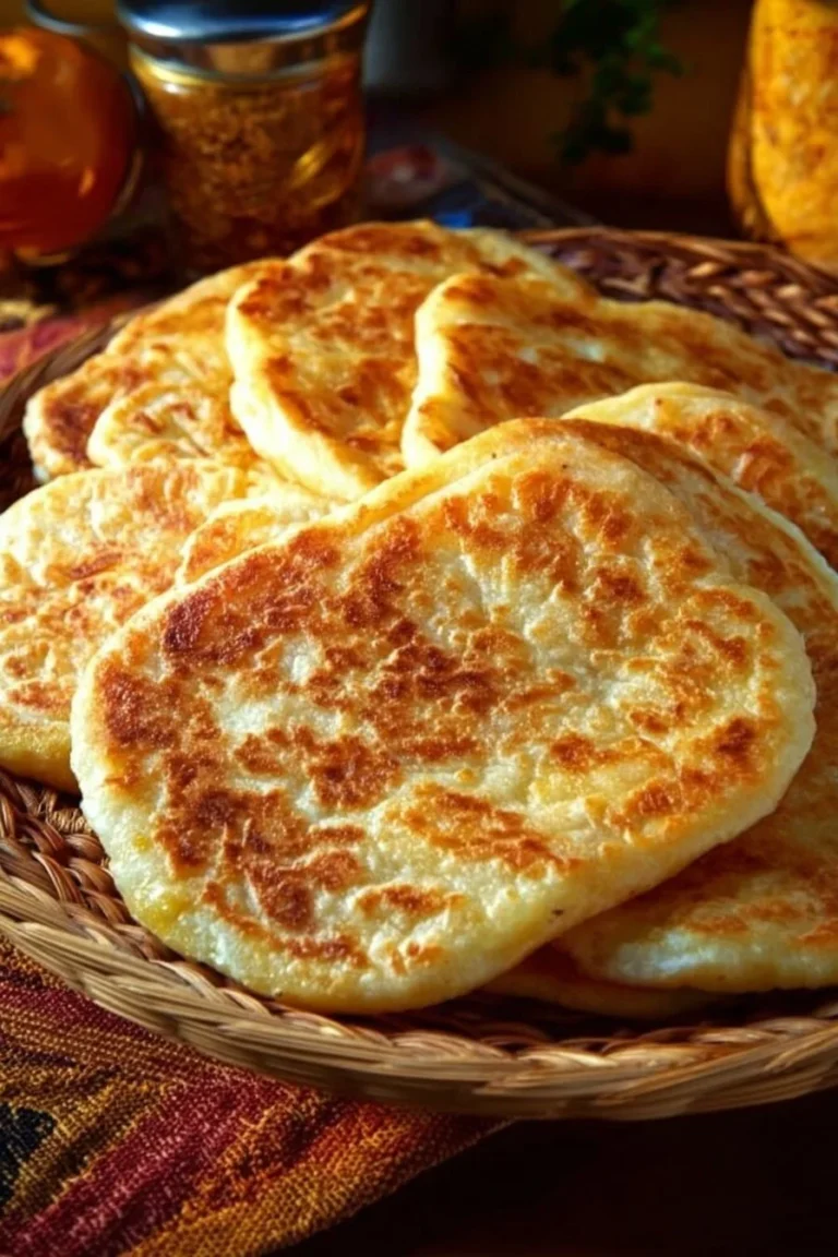 Msemen crêpe feuilletée dorée et croustillante sur une assiette