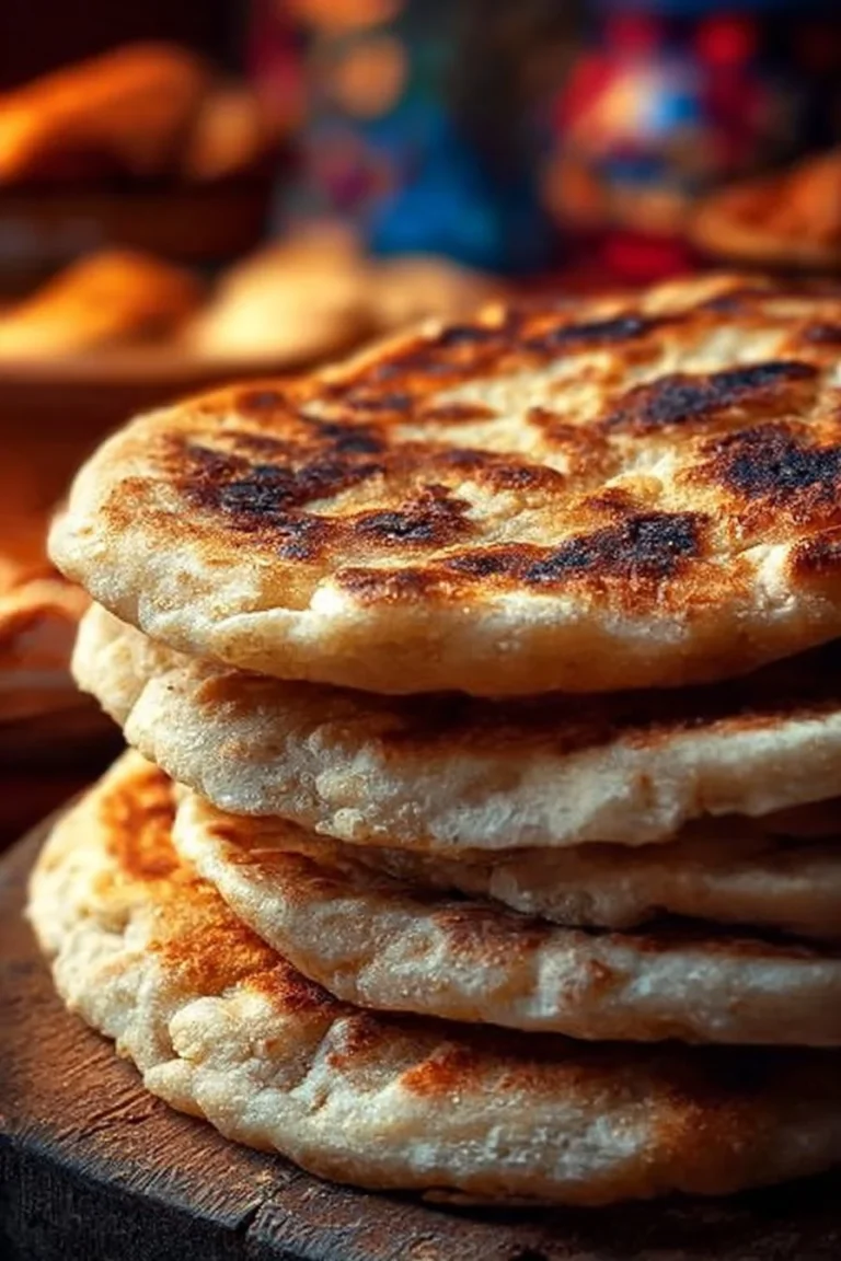 Msemmen, délicieuses crêpes marocaines feuilletées servies chaudes.