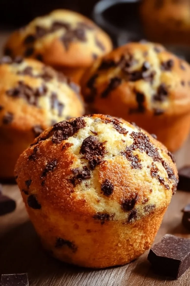 Muffins moelleux aux pépites de chocolat, une délicieuse recette gourmande.