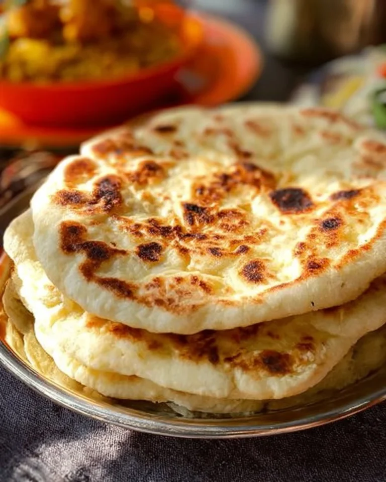 Naan au fromage, délicieux pain indien garni de fromage fondu.