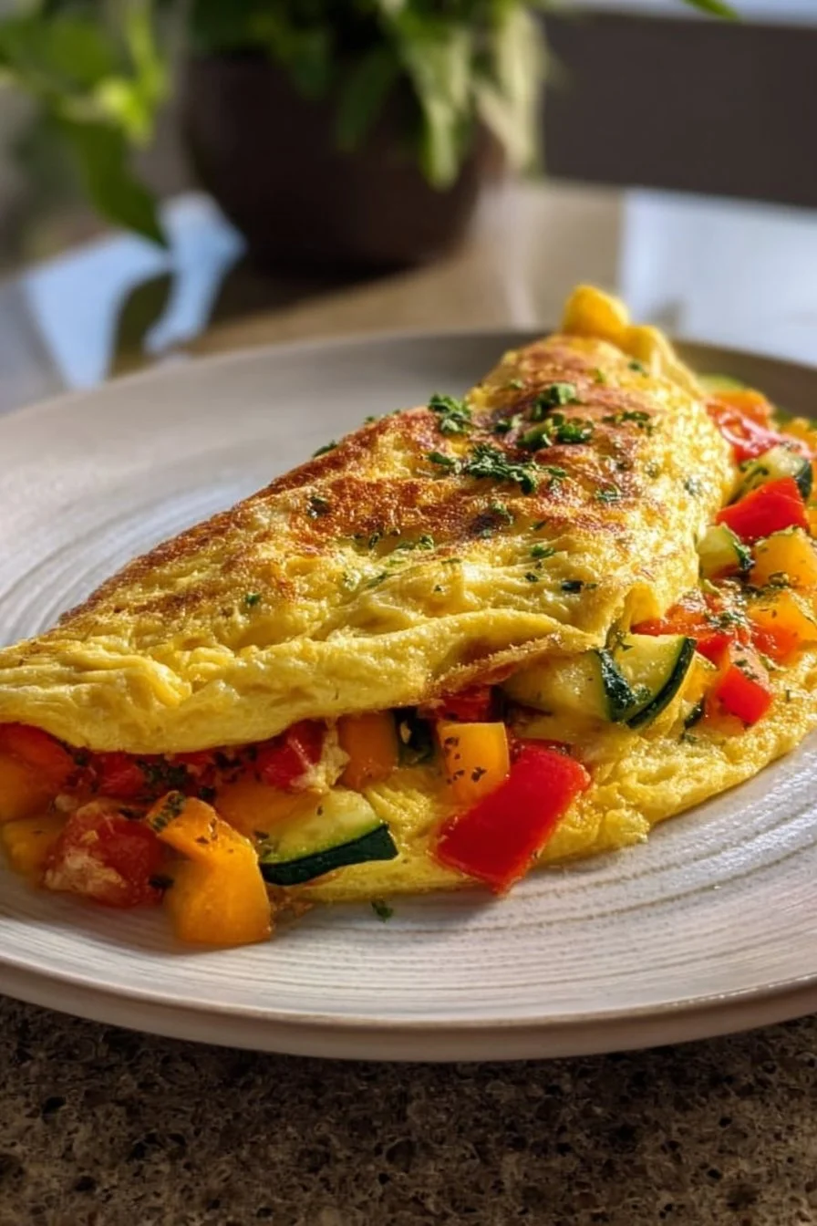 Omelette aux légumes colorée et savoureuse sur une assiette