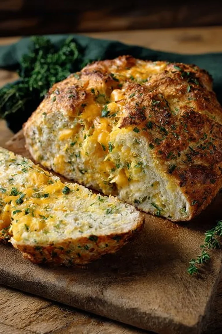 Pain au Cheddar et Herbes frais et appétissant sur une table