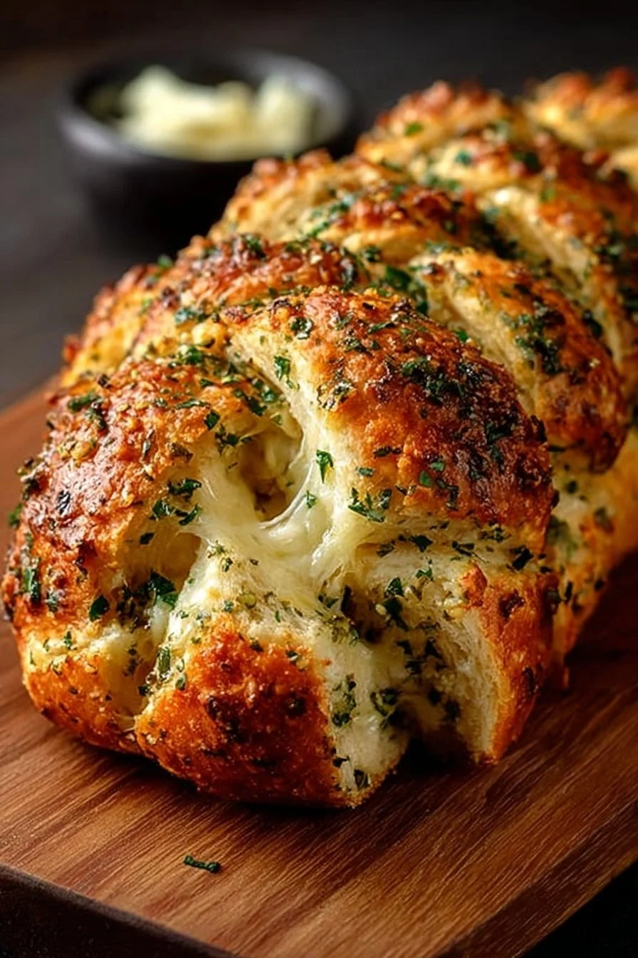 Pain aux herbes italiennes avec fromage, délicieux et savoureux.