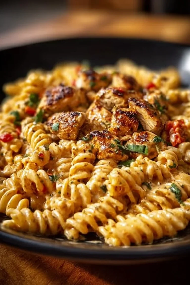 Pâtes rotini au poulet cajun, un plat savoureux et épicé