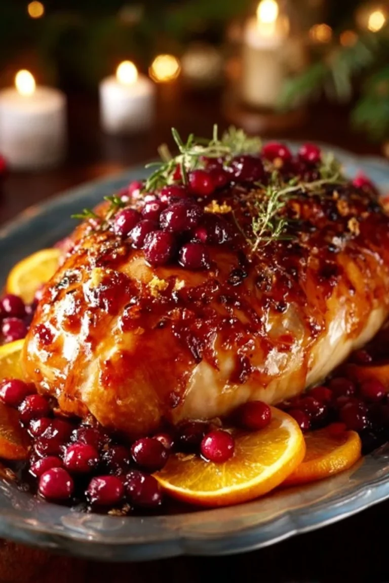 Poitrine de dinde glacée à la canneberge et orange, plat savoureux et festif