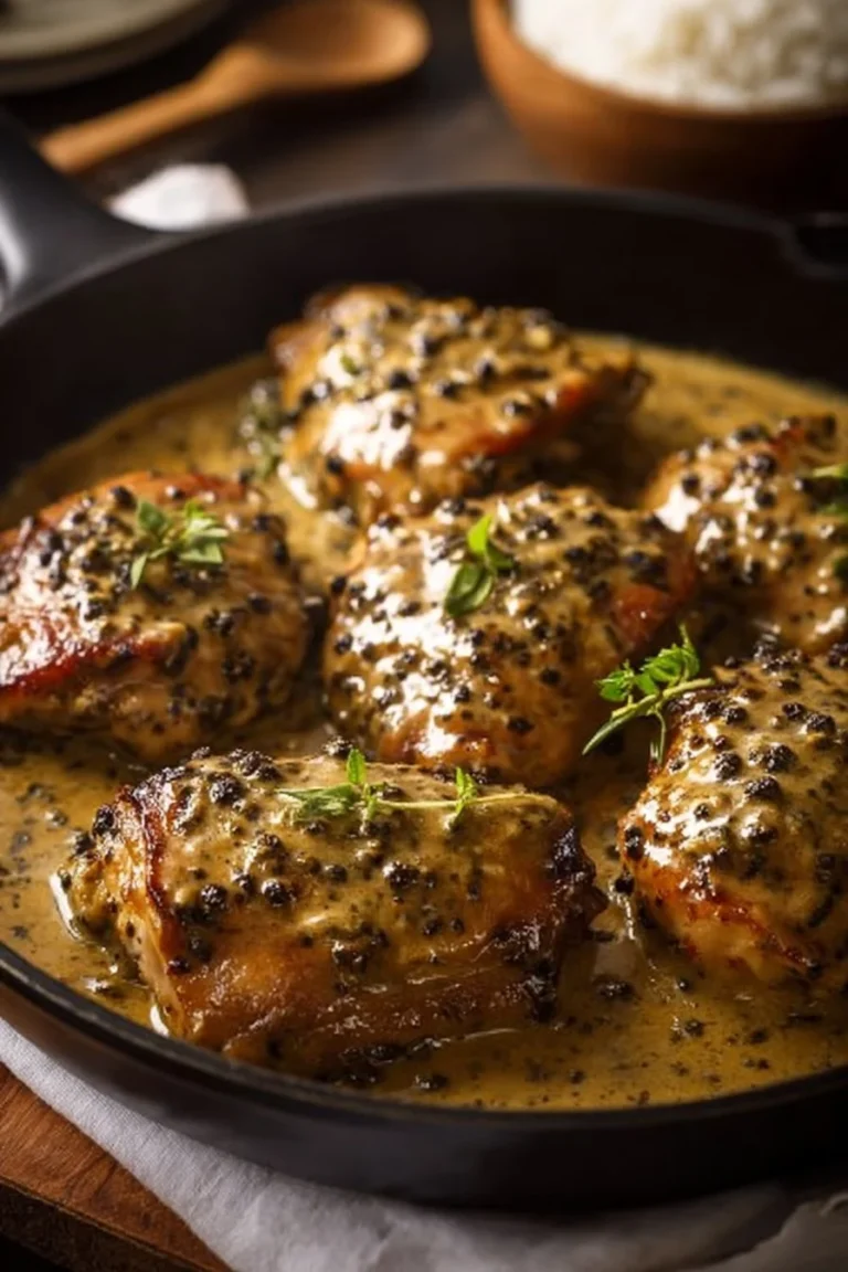 Recette de poulet au poivre crémeux pour un dîner savoureux.