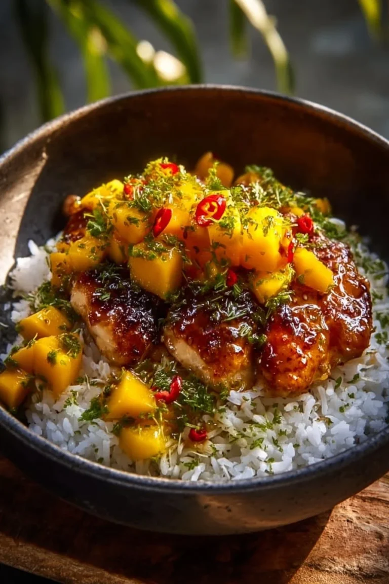 Recette de poulet glacé à la mangue, un plat délicieux et coloré