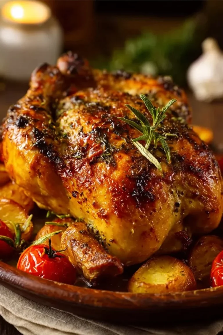 Poulet rôti aux herbes de Provence, croustillant et savoureux