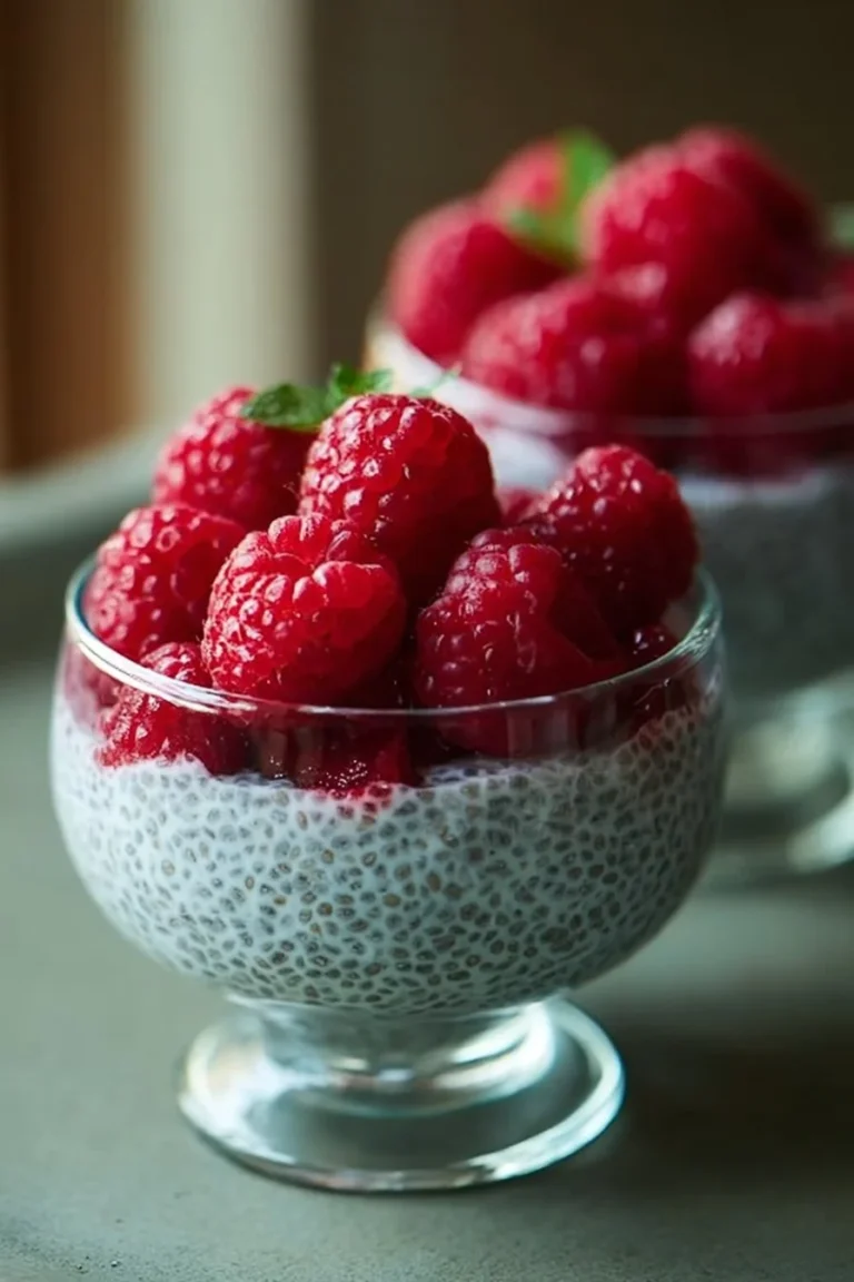 Pudding de chia à la vanille et framboise dans un bol