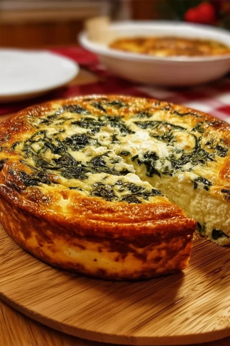 Quiche aux épinards sans croûte avec fromage cottage