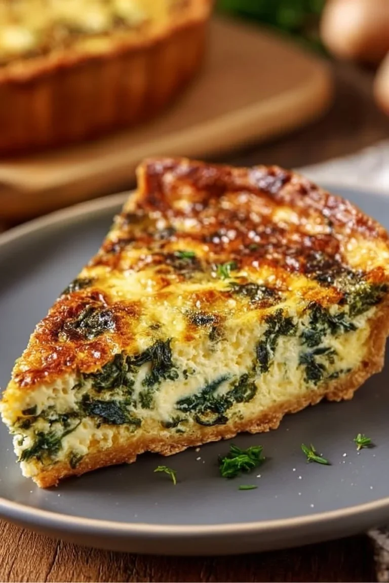 Quiche sans pâte aux épinards, plat léger et savoureux fait maison
