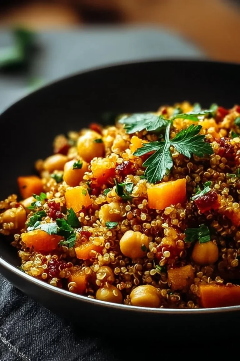 Bol de quinoa bulgur aux carottes et pois chiches épicés
