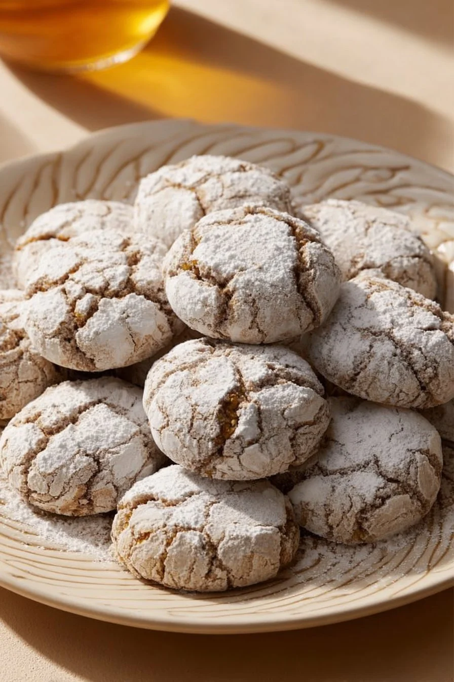 Recette de ghriba, biscuits aux amandes marocains, sur une table colorée.