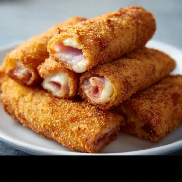 Roulés panés au jambon fromage, prêts à être dégustés.