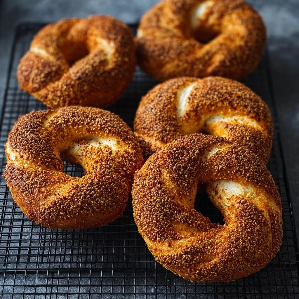 Pain traditionnel turc Simit fraîchement préparé fait maison