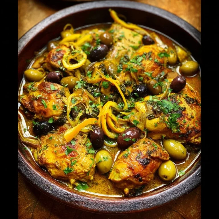 Tagine de poulet aux olives et citrons confits, une recette savoureuse et authentique.