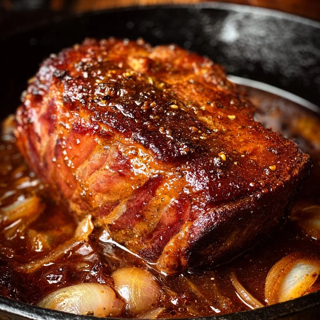 Rouelle de porc confite à l'ail, un plat mijoté d'hiver savoureux
