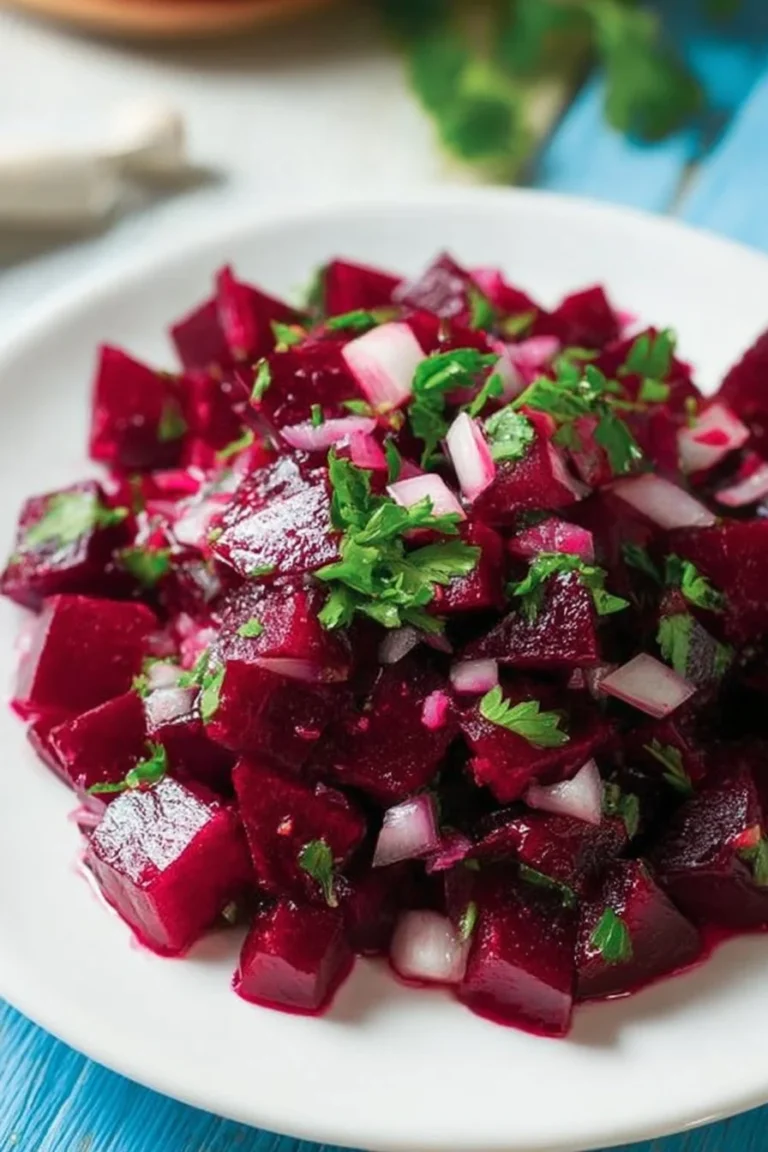 Salade de betterave aux oignons avec une vinaigrette fraîche