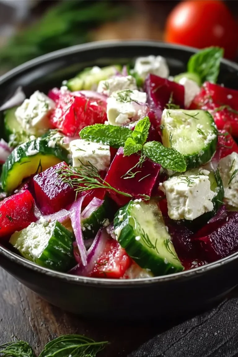 Salade de betteraves colorées avec vinaigrette fraîche
