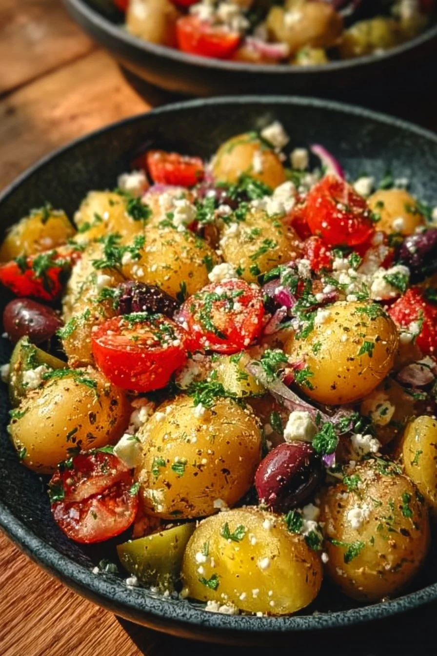 Salade de Pommes de Terre à la Grecque avec légumes frais et herbes