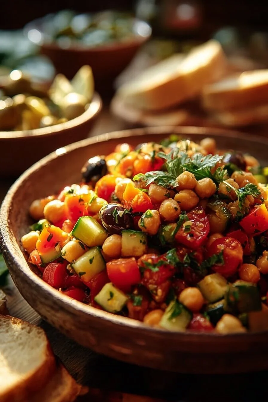 Salade Marocaine colorée avec légumes frais et épices typiques du Maroc