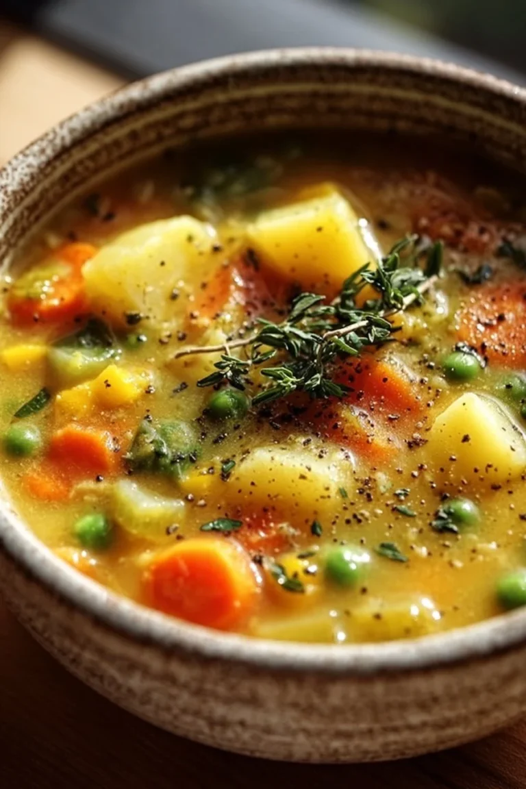 Soupe crémeuse aux légumes servie dans un bol avec des garnitures fraîches