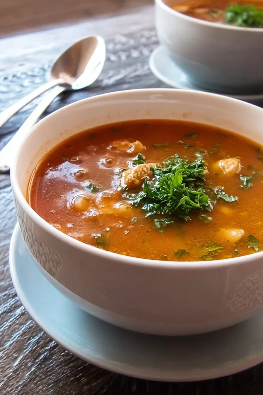Recette traditionnelle de soupe harira marocaine avec ingrédients frais.