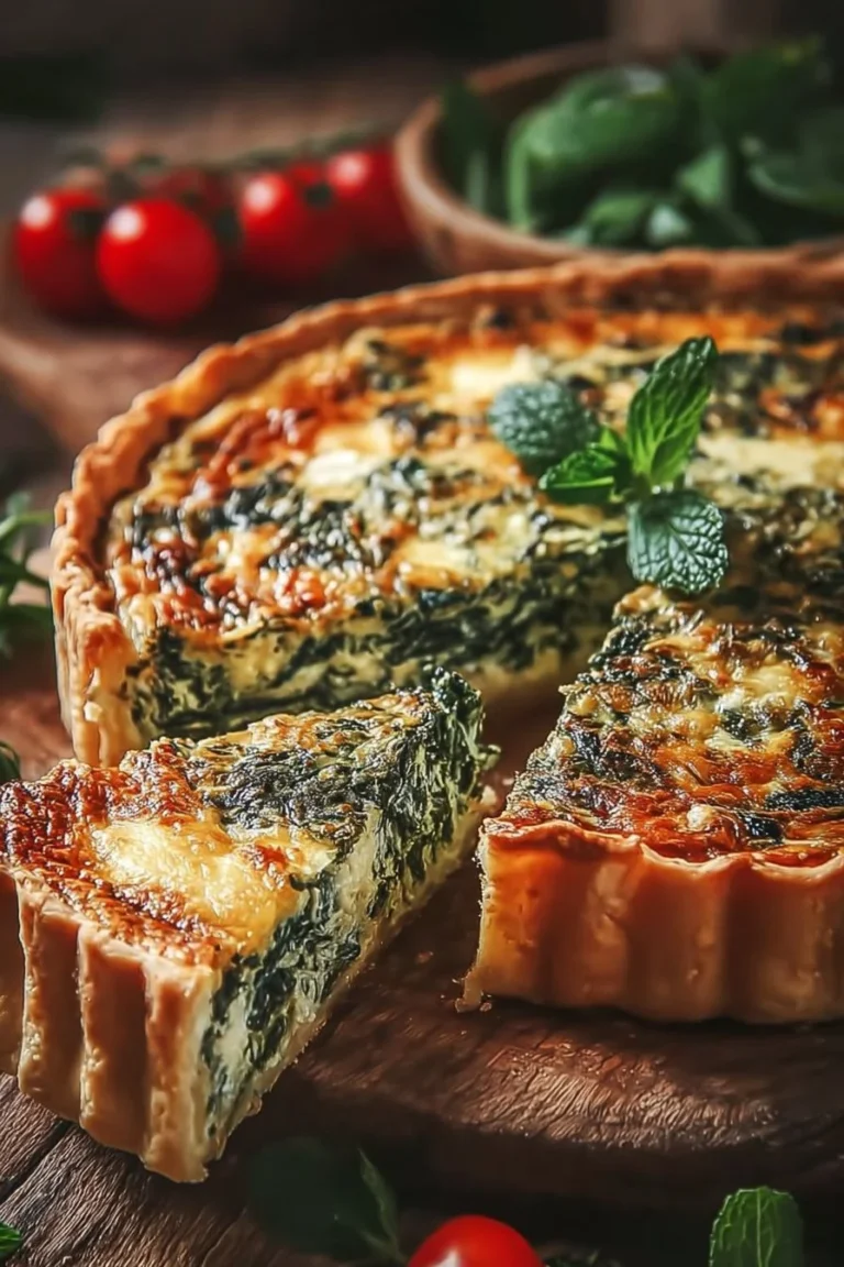 Tarte salée aux épinards, plat appétissant et facile à préparer.