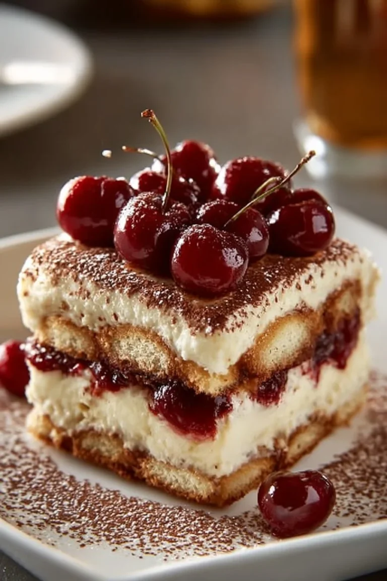 Tiramisu Cerise-Amaretto, dessert riche en saveurs de cerises et amaretto