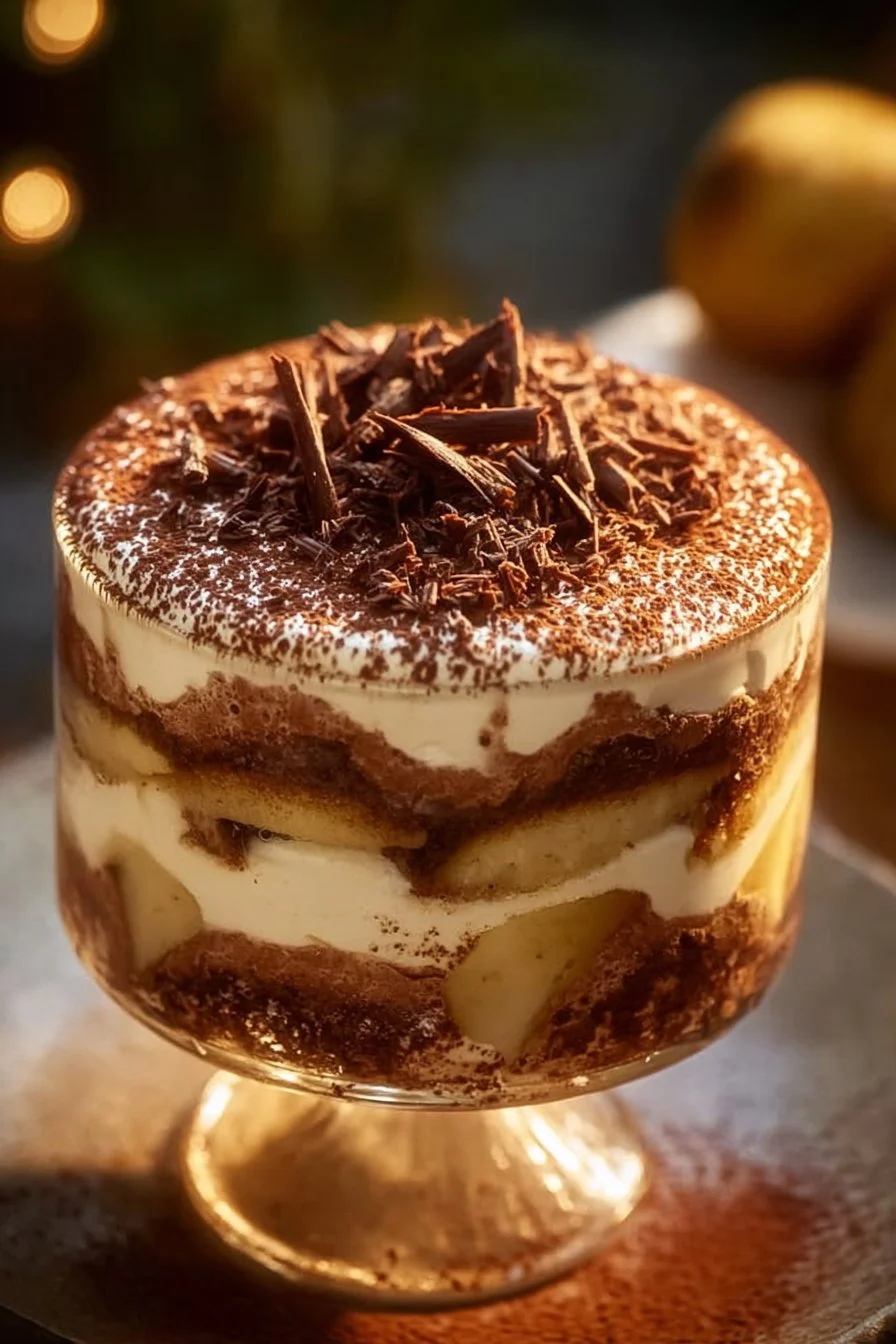 Tiramisu Chocolat & Poires, un dessert gourmet alliant chocolat et poires.