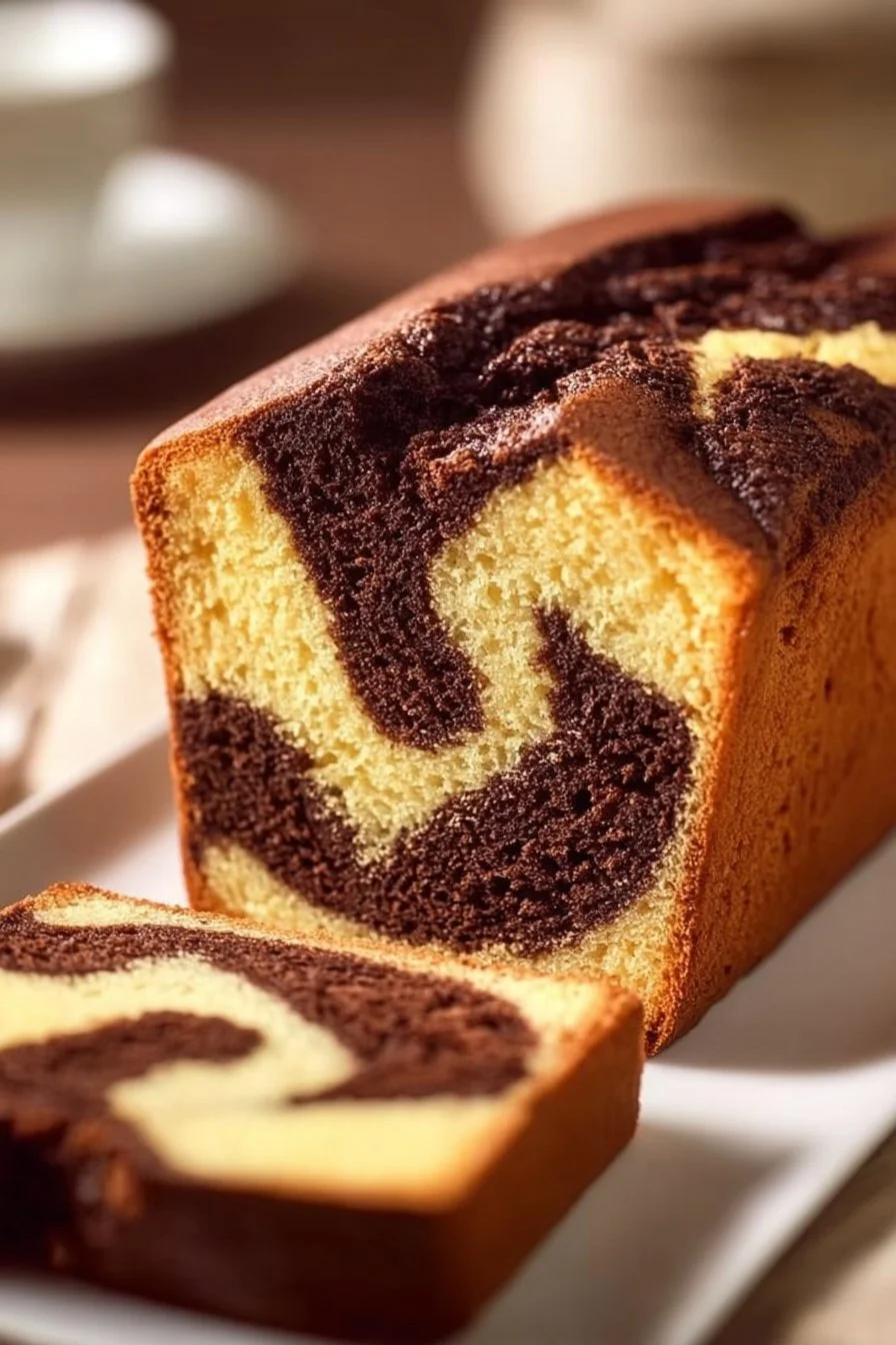 Gâteau marbré au chocolat ultra moelleux, une délicieuse recette de pâtisserie.