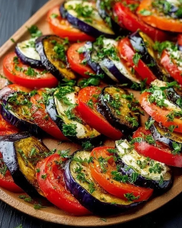 Plat d'aubergines au fromage frais, une recette délicieuse et simple.