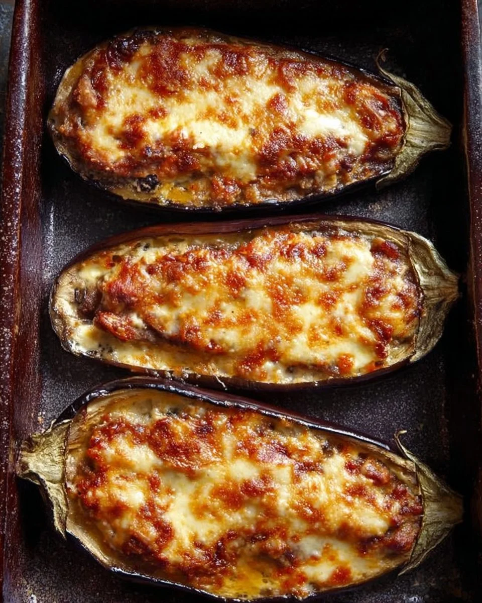 Aubergines farcies délicieusement préparées avec des ingrédients frais et savoureux.