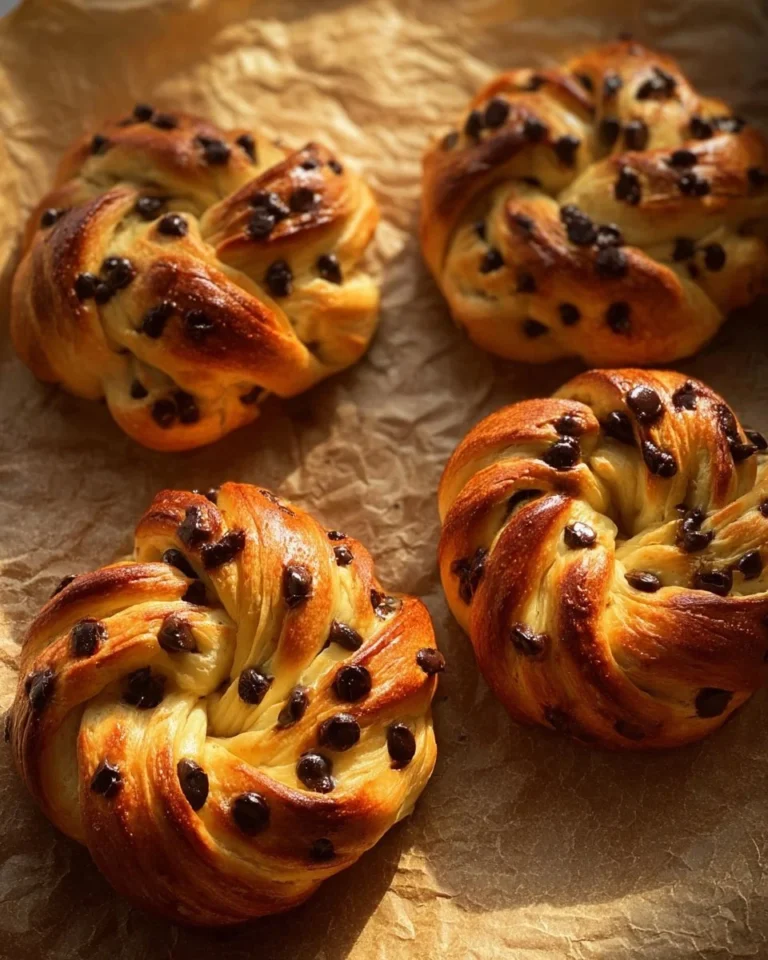Brioches enroulées à la crème vanille et pépites de chocolat délicieuses