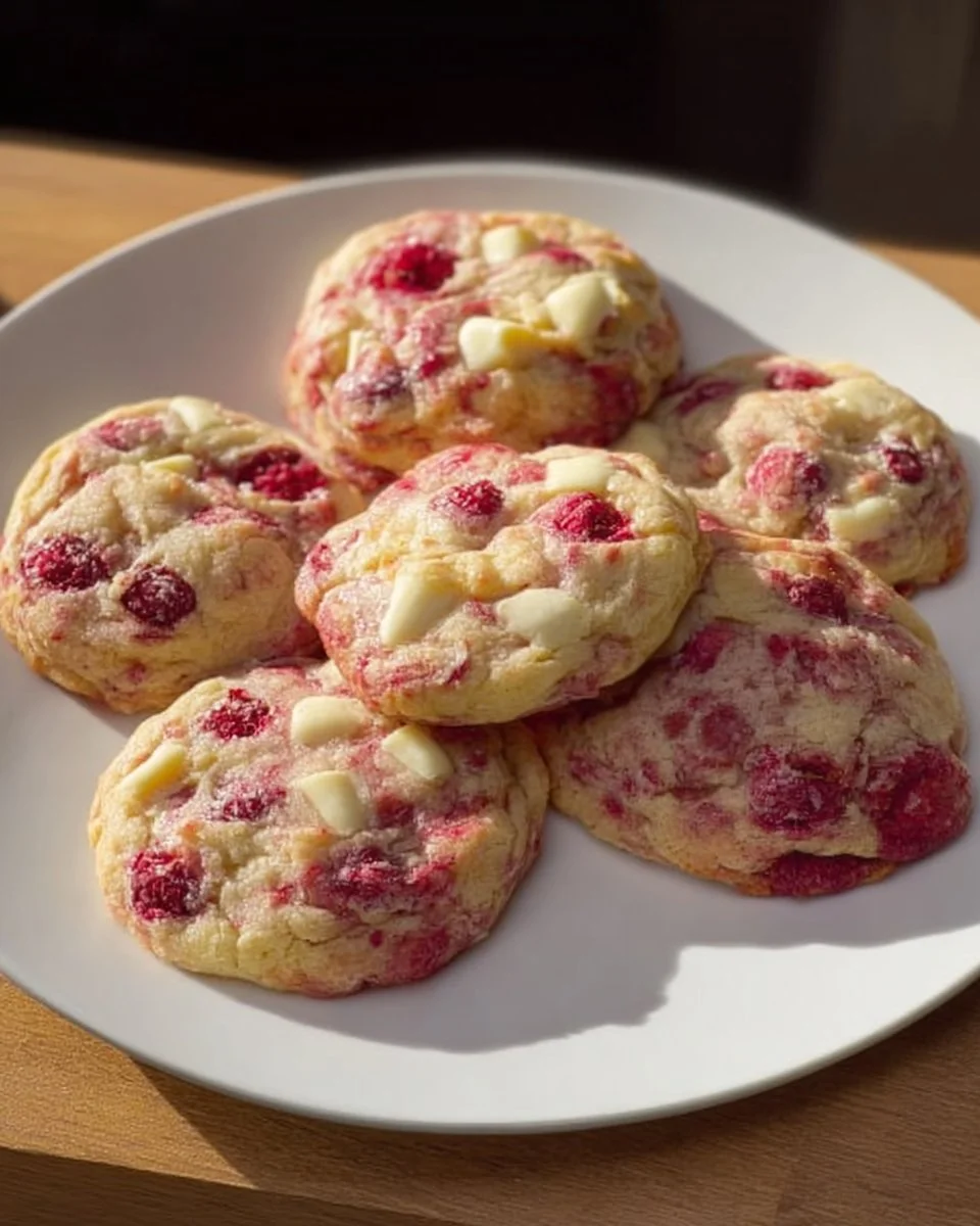 Cookies Framboise Chocolat Blanc sortis du four, gourmands et fondants.