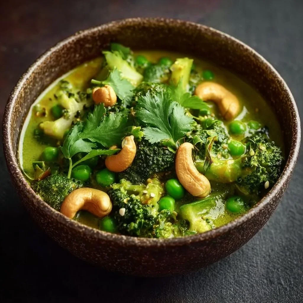 Curry de brocoli au lait de coco, plat coloré et savoureux