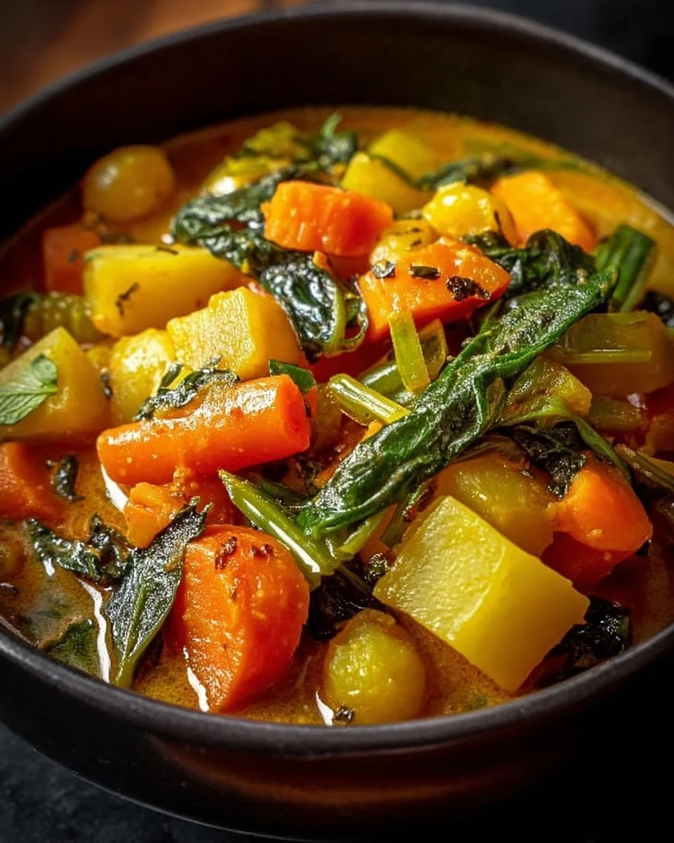 Curry de légumes savoureux avec des légumes frais et épices.